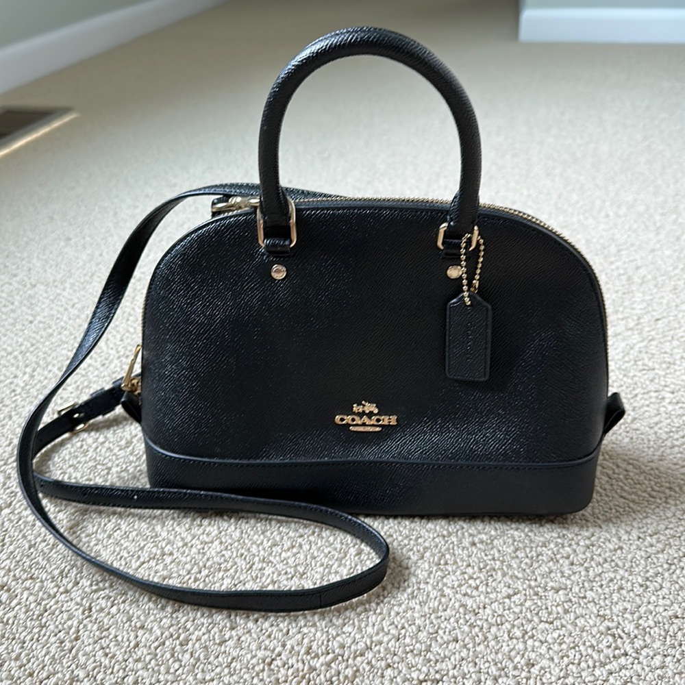 Coach purse, black with gold hardware, adjustable shoulder strap